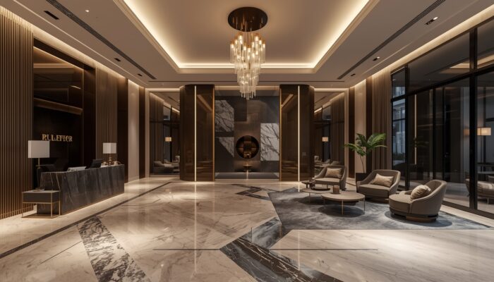 lucid-origin_Spacious_high-end_apartment_lobby_with_marble_flooring_modern_chandelier_lightin-1